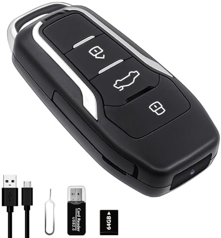 64GB Spy Camera Car Key,360 Minutes Battery Life, Mini Nanny Cam Hidden Camera,Small Hidden Camera with HD 1080P,Surveillance & Security Spy Hidden Cameras