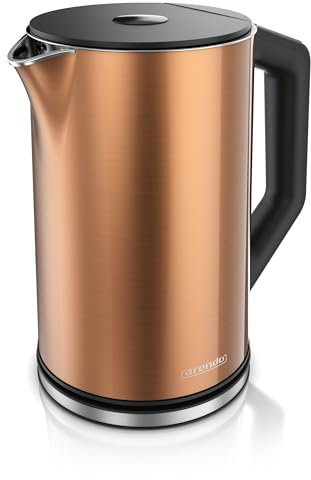arendo - Bouilloire Électrique en Acier Inoxydable - Ebullition Rapide - Sélection de la Température 40° à 100 ° ou 4 Températures Prédéfinis - Double paroi - 1,5 L 2200 W - sans BPA - Couleur cuivre