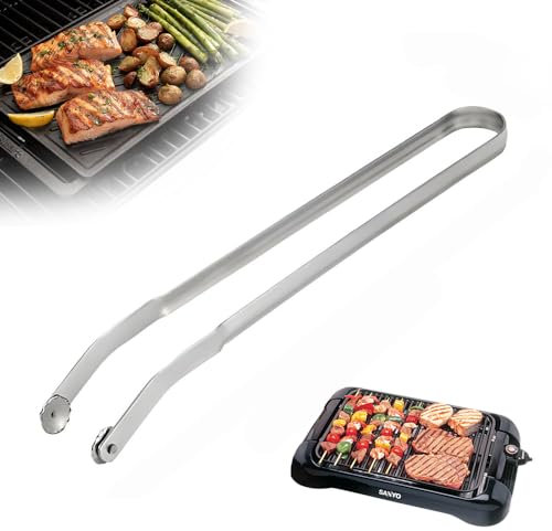 YANGUN Pince à Saucisse BBQ, 38 cm Pince pour Retourner les Saucisses au Barbecue, Pinces à Retourner Les Saucisses Pour Barbecue, Pince Barbecue à Roulettes, Pince Barbecue Grill Up