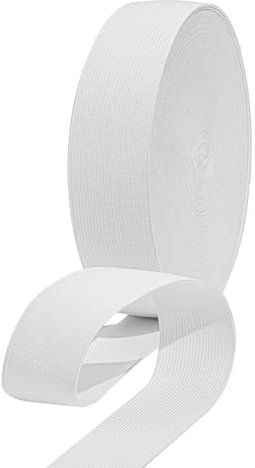HERZONE 20M Gummiband 4cm breit Elastisches Band weiß Stark Elastische Gummilitze Gummizug Hosengummi Heimtexilien Nähzubehör Gummiband DIY Basteln (weiß, 4cm)
