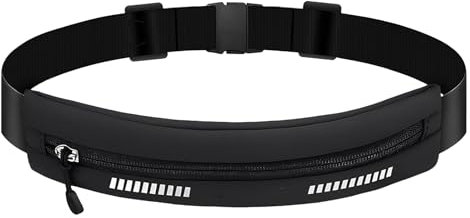 Running Belt for Mobile Phone, Running Bag, Jogging, Waist Bags for Running, Bum Bag, Sports Belt, Running Belt for Jogging, Running, Sports, Fitness - Waist Suitable for All Smartphones (Black)