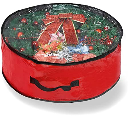 Weihnachtskranz Aufbewahrung Hillylolly rot Weihnachtskranz Aufbewahrungstaschen, robust & wasserdicht Kranz Aufbewahrungstasche, Weihnachtskranz Aufbewahrung Tasche, Kranz Behälter-91x20cm