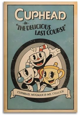YXWOYNHY Videospiel-Poster, Cuphead, Mugman und Heiliger Gral, dekoratives Gemälde, Leinwand, Wandposter und Kunstdruck, moderne Familienschlafzimmer-Dekoration, Poster, 20 x 30 cm
