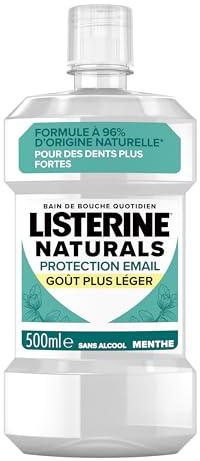 Listerine Naturals Protection Emaille Mundwasser Geschmack Leichter 0% Alkohol (500ml Flasche) - Tägliche Mundpflege - Alkoholfreies Mundwasser für langanhaltenden frischen Atem
