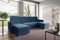 LIKMA Dunkelblau Ecksofa Neli U-Form 274x162 cm mit Schlaffunktion (254x125 cm) Eckcouch mit Bettkasten und Verstellbare Kopfstützen Wohnlandschaft Bettsofa mit 2X Stauraum Polstermöbel Sofa