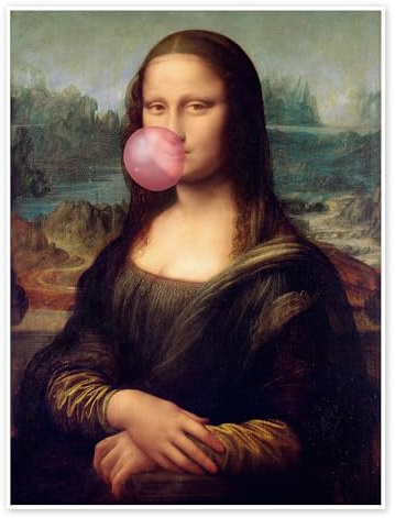 Posterlounge Mona Lisa mit Kaugummi Poster | 13 x 18 cm Wandbilder Wanddeko