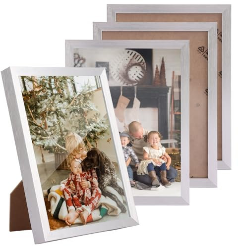 ASelected 4er Set Bilderrahmen 13 x 18 CM Silber Fotorahmen Bilderrahmen Aluminium Fotorahmen zum Stellen & Hinhängen für Anzeigen von Fotos Urlaubsfotos Porträts Hochzeitsfotos Fotogalerien usw
