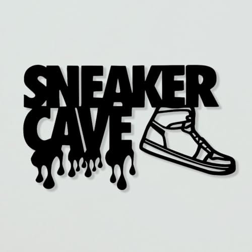 Rajukit Einzigartige Sneaker-Höhle, Wanddekoration, schwarzer Holz-Sneaker, Raumdekoration für Teenager, Jungen und Mädchen, Schlafzimmer, Dekoration, Teenager, Jungen, Raumdekoration, Geschenk für