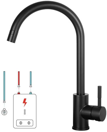 Niederdruck Küchenarmatur, 360° Schwenkbar Küchenarmatur, Leicht Zerlegbar und Reinigen, Spültischarmatur Passend Für Boiler (U-Typ, Schwarz)