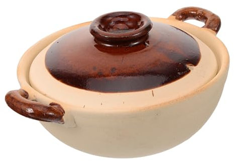 HOLIDYOYO Teglia da Forno All'aglio Pentole in Terracotta Pentolame Friggitrici Grossa Pentola Padella Casseruola con Coperchio Pentola di Terracotta Ciotola Zuppa Cucinando Ciotole Argilla