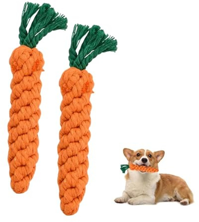 Yuannee Carrot Dog Toys,2 PCS Toys Dog Rope Cat Chew Toy Pet Rope Safe Braided Handmade Gift for Boredom Tranning Teeth Cleaning and Relieve Stress