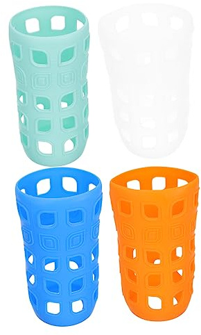 SOIMISS -Pack Silikon Flaschenhülle mit Becherschutz Leichtes Hohl Design Tragbarer Flaschendeckel für Sportflaschen 4 Stück Zufällige Farbe Zufälliger Stil