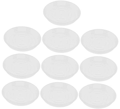 TOYANDONA 10piezas Bandeja Redonda para Macetas Platos para Plantas De Interior Base Transparente De Plástico para Jardinería