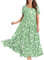 Summer Dresses for Women UK Plus Size, Womens Summer Casual Loose Bohemian Floral Dress Ladies Short Sleeve Swing Beach Long Maxi Dresses UK Clearance,Green,XL,u16k