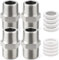 Snyvpra 4 Stück Edelstahl Doppelnippel 1/2 Zoll Mit 2 X Dichtungen Und 2 X Filter Element, 1/2 Duschschlauch Adapte, Duschschlauch Verlängerung, Für Verschiedene Wasserleitungen