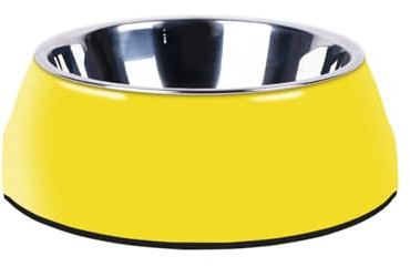 Pet Bowls Stainless Steel Dog Cat Pet Bowl Universal Pet Water and Food Bowls 4 Sizes and 6 Colors Available (Yellow, L)