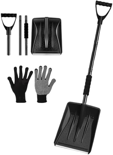 Schneeschaufel,Schneeschaufel Auto,Schneeschieber,Schneeschieber mit Ergonomischem Griff,Große Schneeschaufel Schneeschaufel Abnehmbares 4-in-1-Design,Tragbar schneeschieber für Garten, Autofahrt