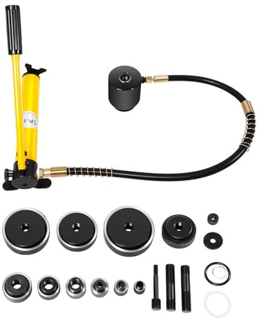 DunleyMin 15T Hydraulische Lochstanzer Set Knockout Lochtreiber Kit Blechlocher Locheisen Hydraulik Werkzeuge 10 Matrizen Zylinder Lochstanze Hydraulikpumpe