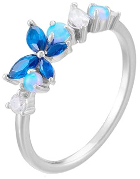 Whoiy Ringe für Damen 950 Gold, Saphir Eheringe Platin Elegant Ringe Verlobung Echt Gold Damenring Gr. 51 (16.2)