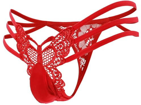 Strings Homme Dentelle String Homme Sexy Érotique String Ficelle Sous Vetement Mini Slip Respirant Slip de Bain Piscine Taille Basse Strings Sexy Chic de Pute Confortable Tanga Grande Taille Elastique