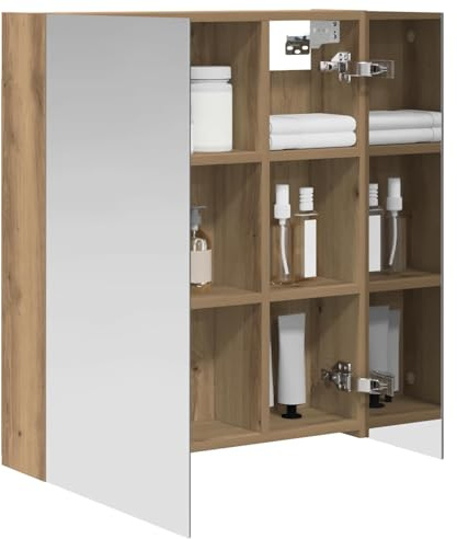 vidaXL Badezimmerspiegelschrank Kunsthandwerk Eiche 60 x 14,5 x 70 cm | Kompakt und wandmontiert, Spiegel und Stauraum, Eleganter und funktionaler Stil