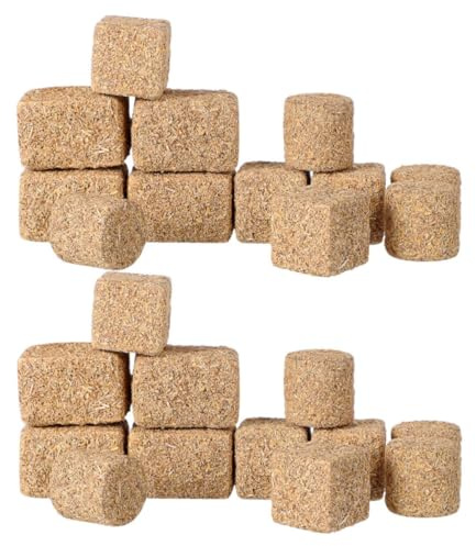KICHOUSE 24pcs Miniature Haystack Models for DIY Craft with Realistic Straw Bale Design, Finely Crafted Wooden Farm Hay Decorations for Landscape Arrangement and Garden Ornament