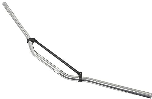 Motorcycle Handlebars 22mm 7/8 inch with Cross Brace Bar for Motocross Streetfighter Supermoto Enduro (Silver/Black)