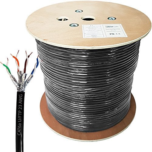 Loops Outdoor Rated CAT6a Cable - 23 AWG U/FTP Foil Shielded - Screened Pure Copper Solid Core Ethernet Network Wire - 10 Gigabit External Internet Data Reel (305m (1000ft) Outdoor Ethernet Cable)