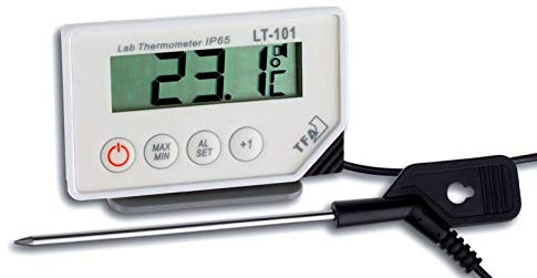 TFA Dostmann 30.1033 digitales Einstichthermometer (Weiss mit Clips für Temperaturfühler)