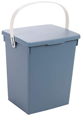 Muddy Hands 5 Litre Small Plastic Bin Table Top Work Top Kitchen Food Recycling Dustbin Storage Bucket with Carry Handle (Blue)