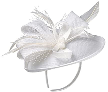 SOIMISS Kopfschmuck Hochzeit Fascinator Hütte Stirnband Mesh Haarband Pillbox Hütte Hairhoop T- Party Headwear Kopfschmuck für Gatsby Haar Zubehör Weiß Haarreif Blumen