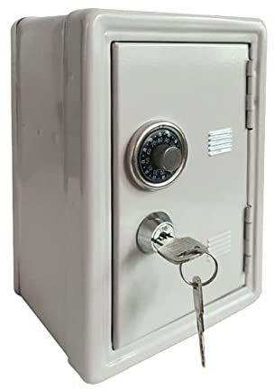 Kid's Coin Bank,URMAGIC 18cm Kids Piggy Bank Locker Safe with Single Digit Combination Lock and Key,Kids Safe Money Bank,Mini Password Money Bank,Small Cash Box,Cash Bank Box (white)