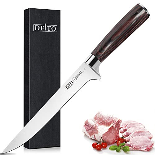 Dfito 15cm Filetiermesser, Edelstahl Fischfiliermesser für Fisch und Fleisch mit Ergonomischer Griff Filiermesser, Ausbeinmesser mit Scharfes Klinge, Schmales Klingenblatt Fischmesser