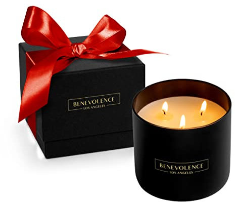 Benevolence LA 3 Wick Candle | Rose & Sandalwood | Large Soy Wax 50 Hour Burn | Aromatherapy Gift for Women, Home Fragrance, Relaxing and Elegant