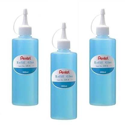 PENTEL Lot de 3 Flacons 300 ml Recharge Roll'n Glue ER-S Colle Liquide