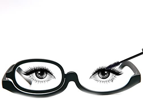 Kodilin Frauen rotierende faltbare Make-up-Brille, umkehrbare Linse Make-up-Spiegel, tragbare Hilfs presbyopischen Spiegel, Einzel Auge Make-up Lupe Brille+Schwarz 2.0