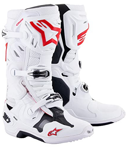 Alpinestars Tech 10 Supervented Motocross Stiefel (White/Red,10 (44.5))
