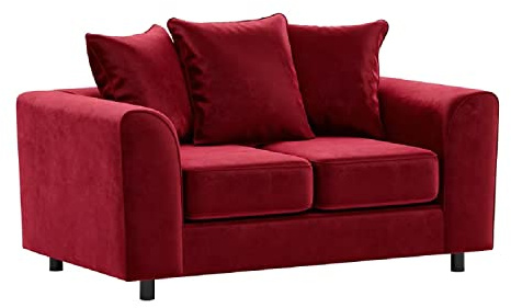 Brooklyn Red 2 Seater Sofa Plush Velvet Full Foam seating Scatter Back (Red, 2 Seater)