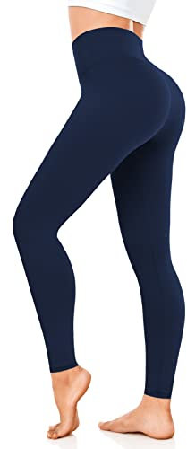 FuelMeFoot Leggings Damen High Waist Blickdicht Leggins mit Bauchkontrolle Slim Fit Angenehm Weiche Elastische Sportleggings.1 Pack-04-Blau S/M