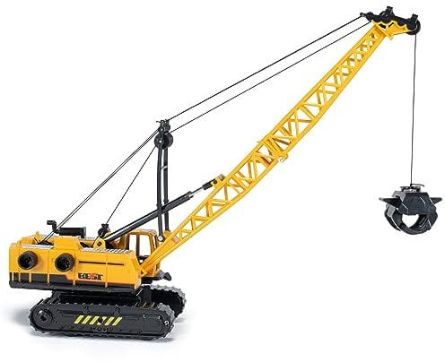 Raupenbagger Kettenbagger Baustellenfahrzeug Metall Kunststoff mit Rückzugsfunktion und Drehmechanismus - Spielzeug Bagger drehbare Kabine beweglicher Greifarm Kinderspielzeug (Seil Holzgreifer)