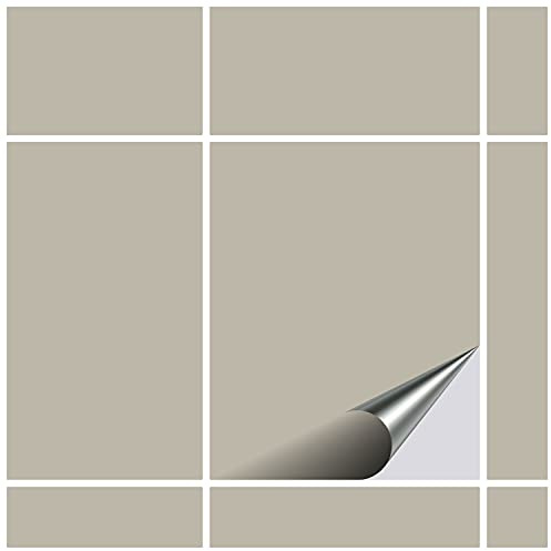 FoLIESEN - Fliesenaufkleber 19,5x24,5 cm | selbstklebende Fliesen-Folie für Bad & Küche | entfernbare Klebe-Folie für Wandfliesen Küchenrückwand & Bordüren | 80 Klebefliesen, .:Sandgrau matt