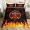 Feuerwehr Kinder Bettbezug Set 155x220, Feuerwehr LKW Werkzeug Flamme Bettwäsche Set, geometrische Waben Hexagon Tröster Abdeckung, rot schwarz Quilt Cover, 1 Kissenbezug
