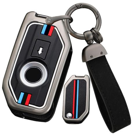 ontto Motorrad Schlüsselhülle Passt für BMW R1250R S1000R R1250GS 900XR R1250 RT F900R GS 1200 ADV F750GS F850GS K1600GT Fernbedienung Schutzhülle Metall Schlüsselcover Schlüsselanhänger-B Schwarz