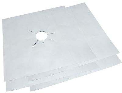 Protecteur de Plaque de Cuisson à Gaz 27x27cm Argenté | Ptfe Résine, Lourd Usage, Protège des Flammes Nues, 1 Pièce pour Four et Gaz