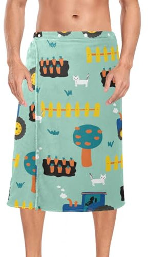 linqin Herren-Badetuch mit blauen Traktoren, Karotten, Mikrofaser-Strandtuch, Wickeltuch, 152,4 x 71,1 cm, für Spa, Sauna, Fitnessstudio