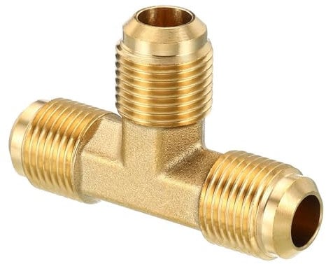NHKSFBLQ 1/4 3/8 1/2 5/8 3/4 SAE 45 Male Female Flare Straight, Elbow, Tee Union, Nut, Cap Brass Fitting UNF Thread Air Conditioner(Tee,SAE 3I4_SAE 45 FLARE)