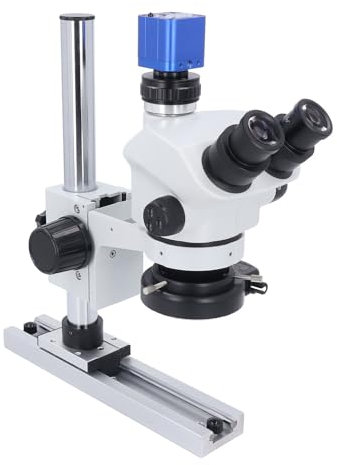 YWBL-WH TrinoculaireStereoZoomMicroscopeKit 7X-50Xwith1080PVideo24MPCameraSlideStand, StereoMicroscope avec Caméra, Caméra et Support Coulissant (Prise UE)