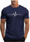 UHouse Tee Shirt Homme Sport Tshirt à Manches Courtes T-Shirts Ete Imprimé Teeshirt Col Rond Haut D'Été Streetwear Grande Taille Fin Cut Top Coton Délavé Habit Prime Bleu foncé M