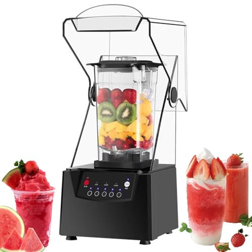 QYLTTDM 2000ml Restaurant Smoothie Maker, 2200W Commercial Blender Machine, 17000 Rpm Smoothie Maker Blender, With Thick Sound Insulation Cover, Intelligent Five-level Control