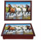 Horse Theme Wooden Large Lap Tray With Cushion Soft Padded Bean Bag Breakfast Dinner Food Drink Serving, Laptop, TV, Lightweight Portable Sofa, Bed Tray Serving Home